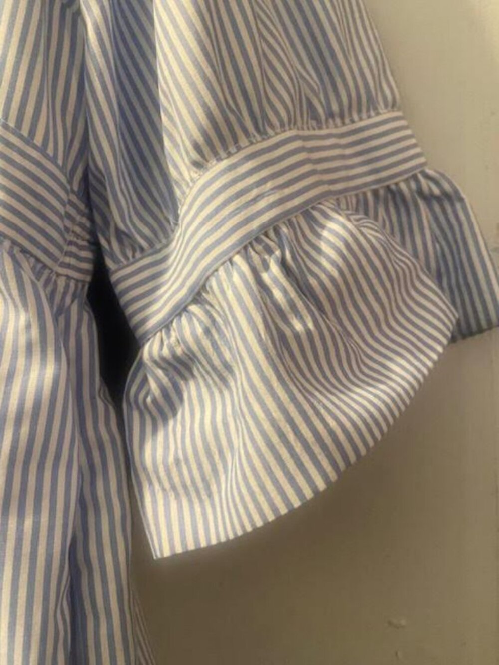 Gretchen Scott Blue White Gingham Tiered Dress Ruffle Neck Size Large Made India - Picture 5 of 7